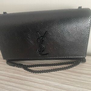 YSL Monogrammed SL Fake Python Lido Nero bag